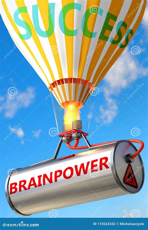 Brainpower And Success Pictured As Word Brainpower And A Balloon To