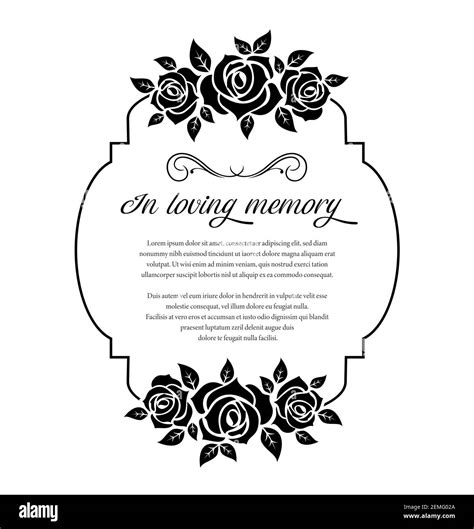 Funeral Card Vector Vintage Condolence Rose Flowers Ornament With