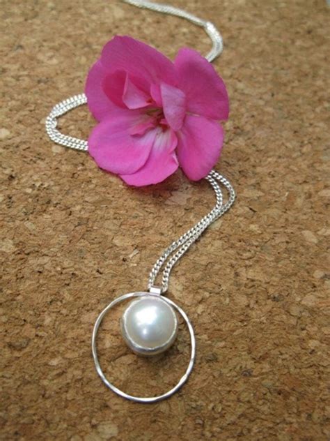 Pearl Necklace Handmade Silver Bezel Etsy