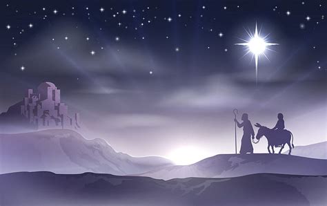Hd Wallpaper Vector Christmas New Year Bethlehem Mary And Joseph