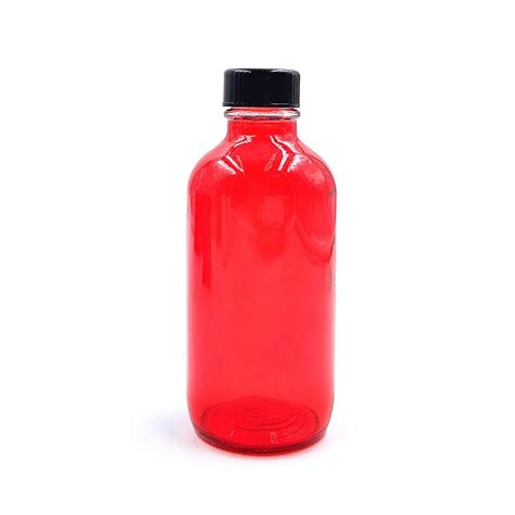 Cosmetics Packing Oz Specialty Red Glass Boston Round Bottle With Neck Finish High