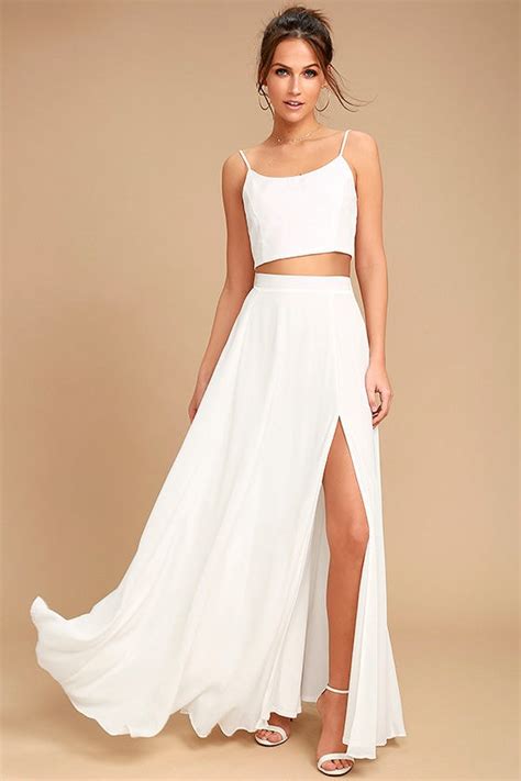 Chic White Dress Two Piece Dress Maxi Dress 8900 Lulus