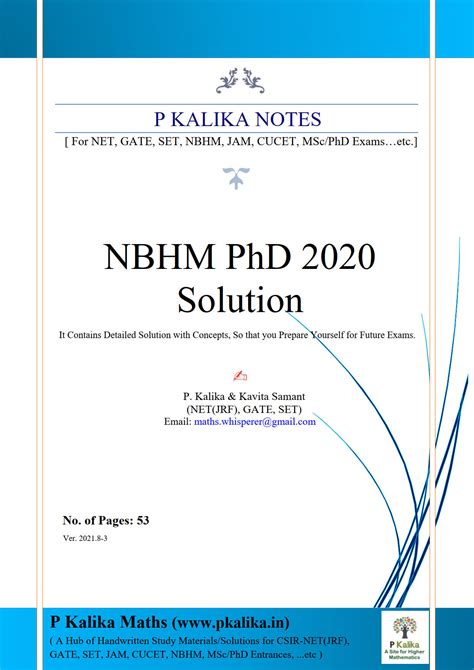 Nbhm Phd Solution Nbhm 2021 Solutions