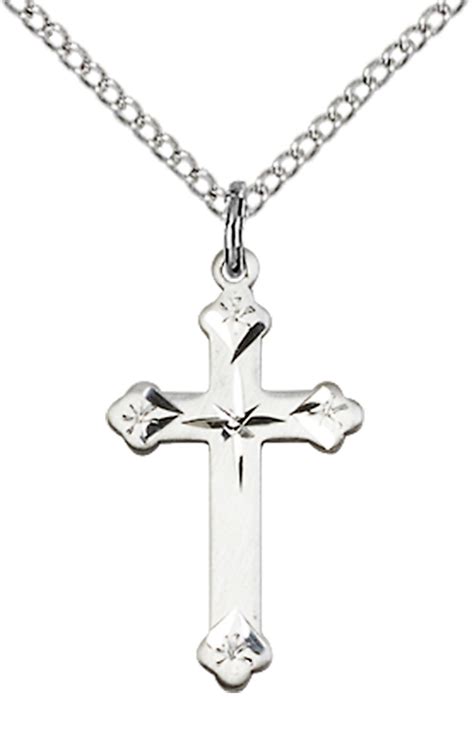 Sterling Silver Cross Pendant With Chain 34 X 12 Ewtn Religious