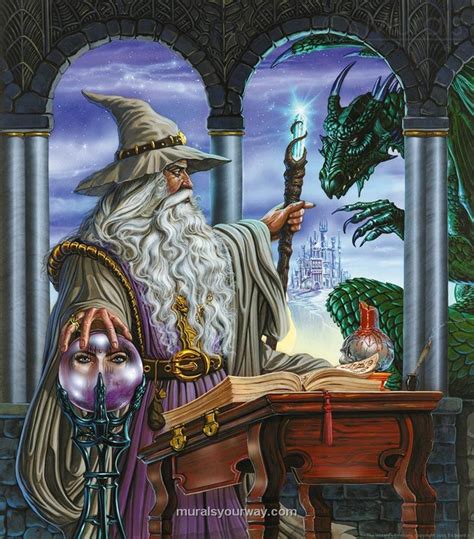 Wizard Mural Fantasy Wizard Painting Fantasy Art