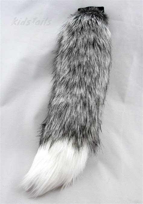 Kids Faux Fur Wolf Tail Or Husky Tail Costume Snap On Animal
