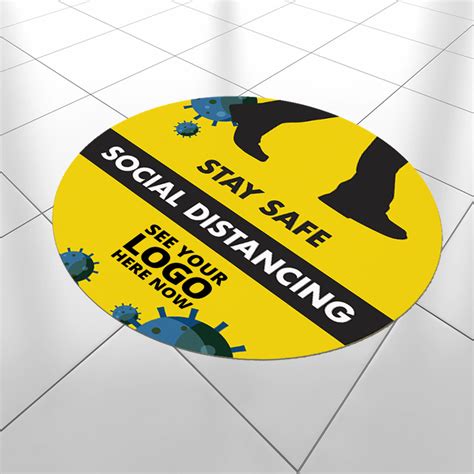 Social Distancing 600mm Round Anti Slip Floor Sticker Hotline