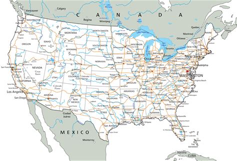 Printable Map Of Usa With Cities And States Map Of World