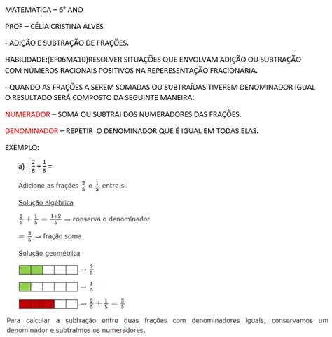 Adicao E Subtracao De Fracoes Planos De Aula O Ano Images Hot