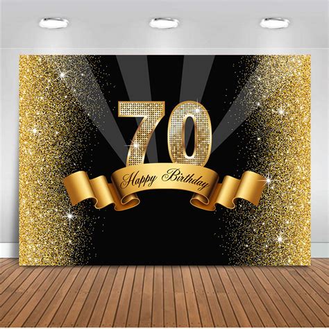 Mens 70th Birthday Theme Party Backdrop For Party Photography Gold Gli