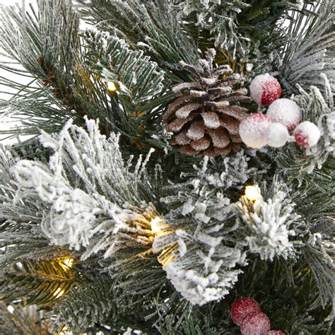 Flocked Christmas Tree With Pine Cones Christmas Lights 2021