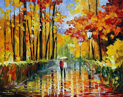 Autumn Rain — Palette Knife Oil Painting On Canvas By Leonid Afremov