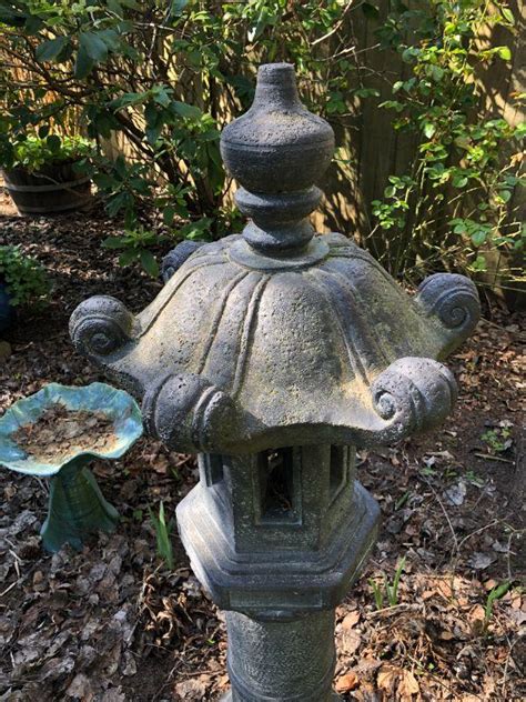 Tall Cement Pagoda Garden Statue 56 Inches