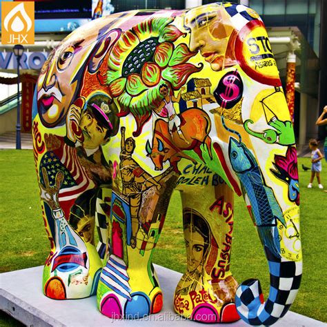 Life Size Outdoor Animals Sculpturecolorful Large Elephant Statues