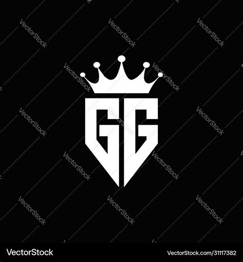 Gg Logo Monogram Emblem Style With Crown Shape Vector Image