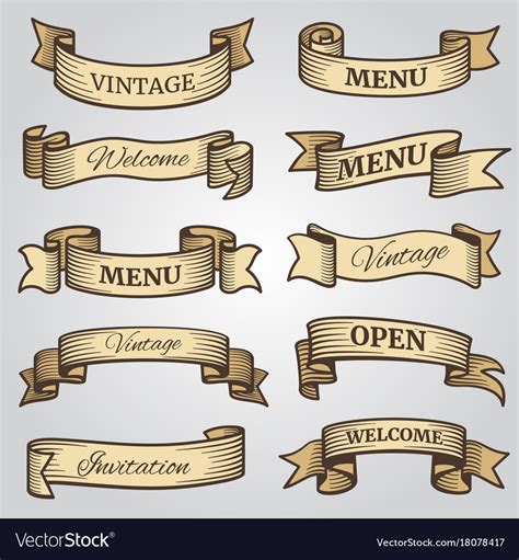 Vintage Ribbon Banners With Engraved Shadows Vector Image