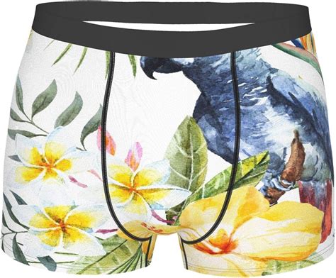 Men S Underwear Watercolor Tropical Hawaiian Floral Pattern Yellow