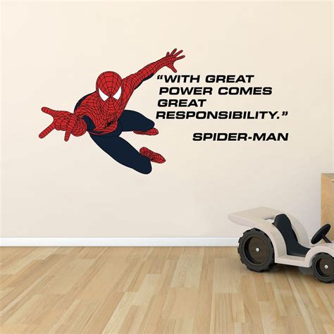 With Great Power Comes Great Responsibility 10 X 20 Vinyl Home Art Spider Man Decor Design