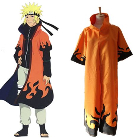 Naruto Uzumaki Sixth Hokage Overcoat Cloak Cosplay Costume Free