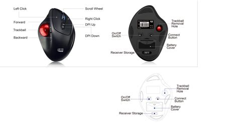 Wireless Programmable Ergonomic Trackball Mouse Uk Adesso