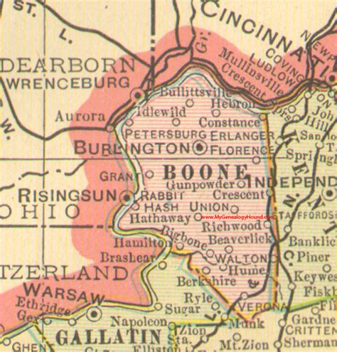 Boone County Kentucky 1905 Map Burlington Florence Ky