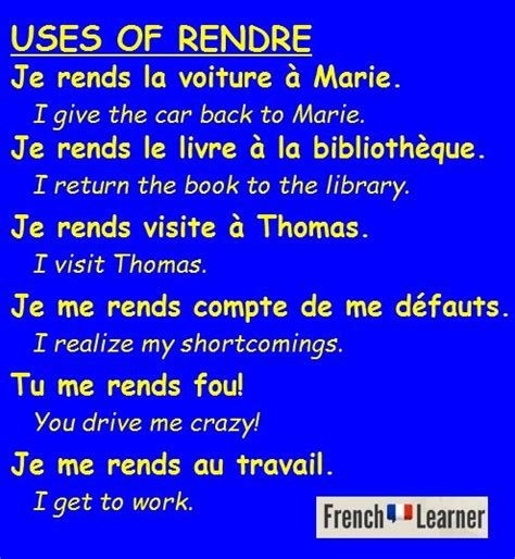 Rendre Se Rendre Usage And Example Sentences