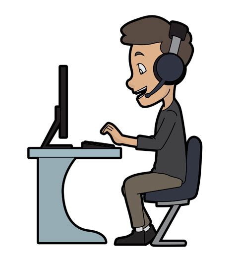 Filecartoon Call Centre Guy Using A Computersvg