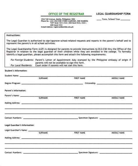 Legal Guardianship Form 7 Download Documents In Pdf Word