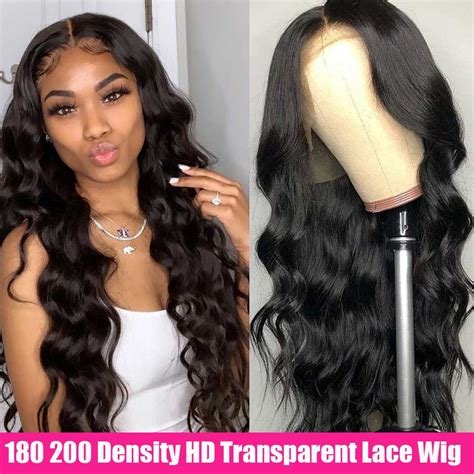 Cheap Hd Transparent Lace Frontal Wigs Body Wave Wig 180 200 Density 26
