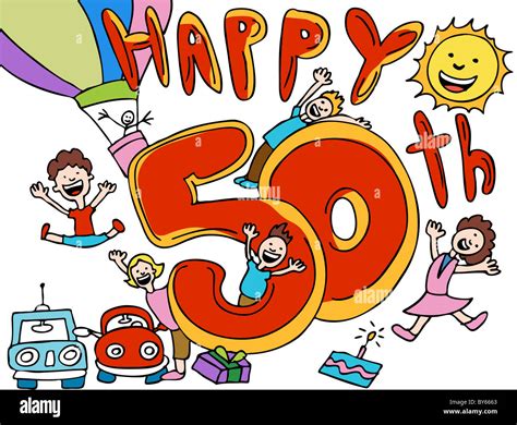 Cartoon Image Celebrating A Happy 50th Birthday Stock Photo Alamy