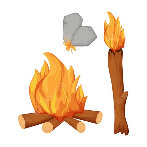 Stone Age Clipart Hd Png Set Stone Age Campfire Ancient Era Cartoon