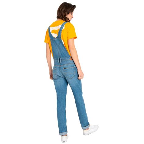 Lee Womens Retro 1970s Relaxed Bib Dungarees In Flick Mid