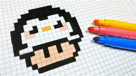 Pixel Art Hecho a mano - Cómo dibujar una seta Pingüino | Dibujos en