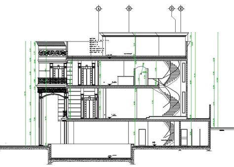 House Two Story Elevation And Section Cad Drawing Det