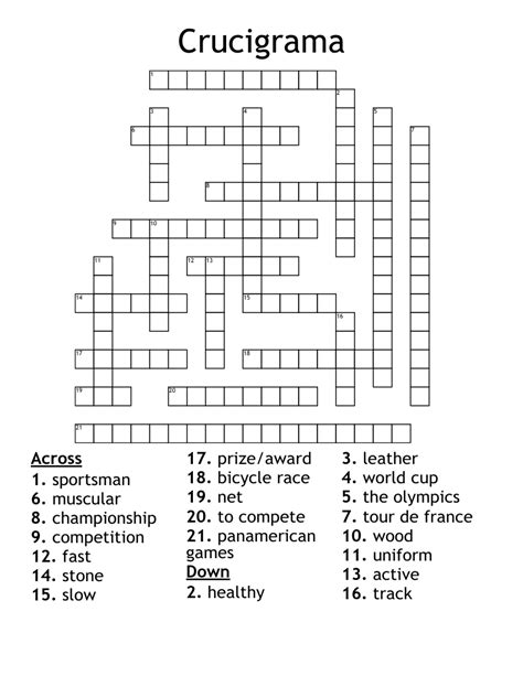 Crucigrama De Deportes Crossword Wordmint
