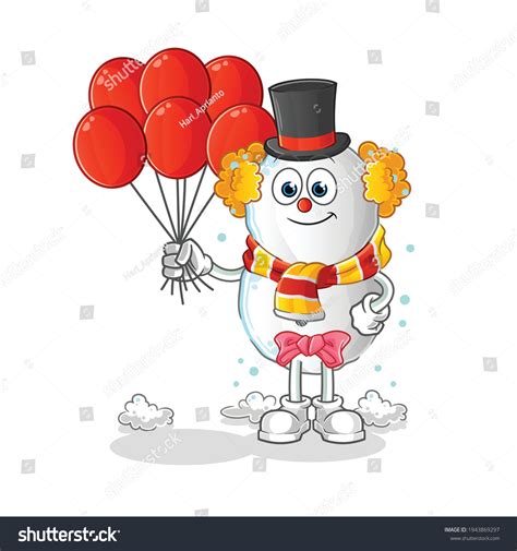Snowman Clown Balloons Vector Cartoon Character Stock Vector Royalty