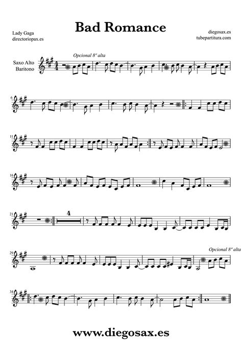 Tubescore Bad Romance By Lady Gaga Sheet Music For Alto Saxophone Pop Rock Music