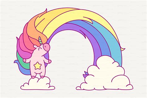 ♥ Vector Cute Rainbow Unicorn Graphic Patterns Creative Market