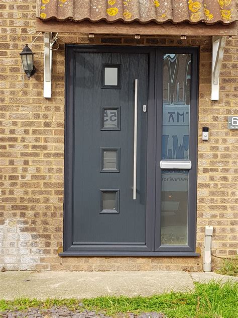 4 Square Composite Door In Anthracite Grey Side Panel Glazed With