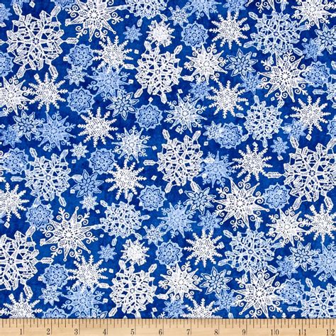 Winter Frost Snowflakes Navy Discount Designer Fabric