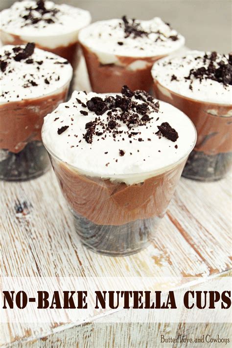 There Are No Bake Nutella Cups With Whipped Cream And Chocolate Shavings