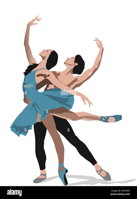 Classical Ballet Dancers Vector Colored 3d Illustration Stock Vector