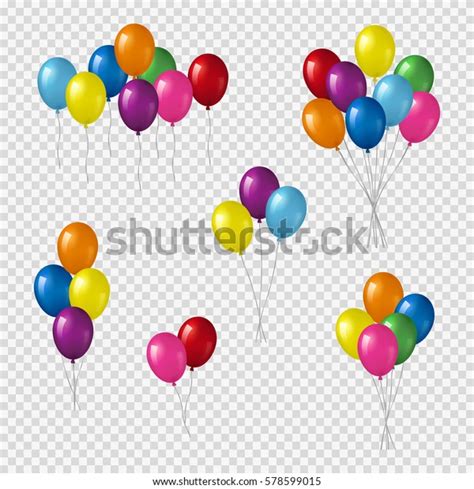 Bunches Groups Colorful Helium Balloons Isolated Stock Vector Royalty