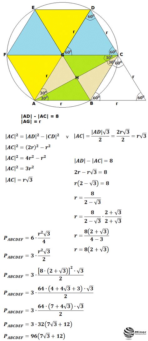 Jeżeli ośmiokąt foremny ma miarę jednego kąta 135 stopni to ile wynosi suma miar wszystkich kątów? Blog matematyczny Minor | Matematyka: Pole sześciokąta