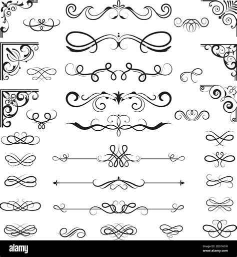 Vintage Calligraphic Borders Floral Dividers And Corners For