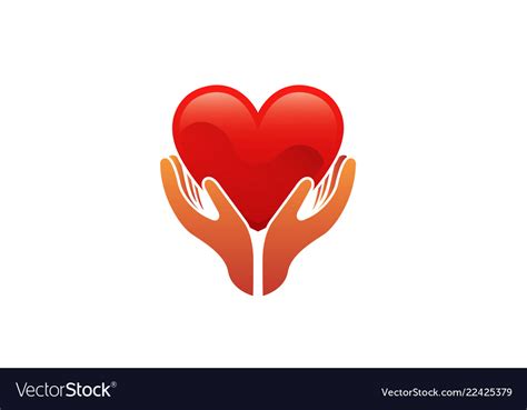 Heart Shape Hands Holding Logo Royalty Free Vector Image