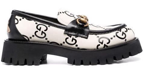 Gucci Leather Gg Horsebit Chunky Loafers In White Lyst