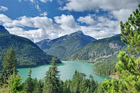 Diablo Lake A Reservoir In The North Cascade Mountains Of Northern