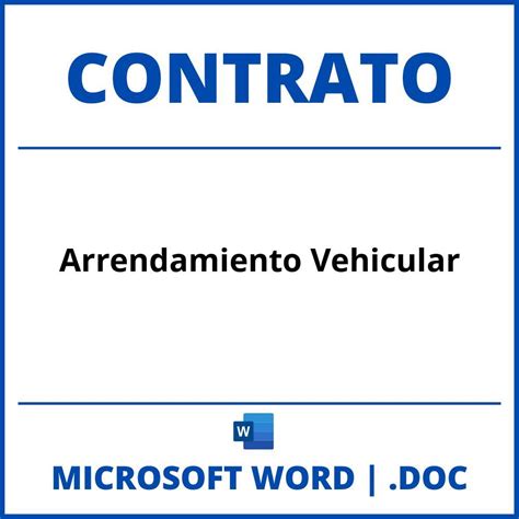 Contrato De Arrendamiento Vehicular En Word
