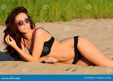 the beautiful woman in underwear on a beach stock image image of relaxation adult 33578531